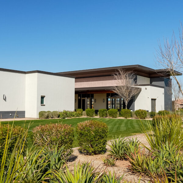 Landscape in front of modern house